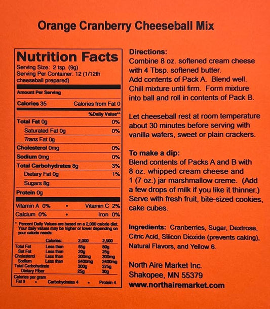 Orange Cranberry Cheeseball Mix - Eichtens Cheeses, Gifts & FoodsCheese Dips & Spreads
