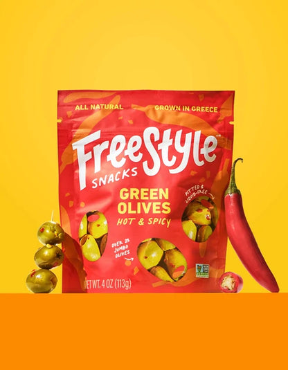 Freestyle Green Olives - Hot and Spicy 4 oz Bag