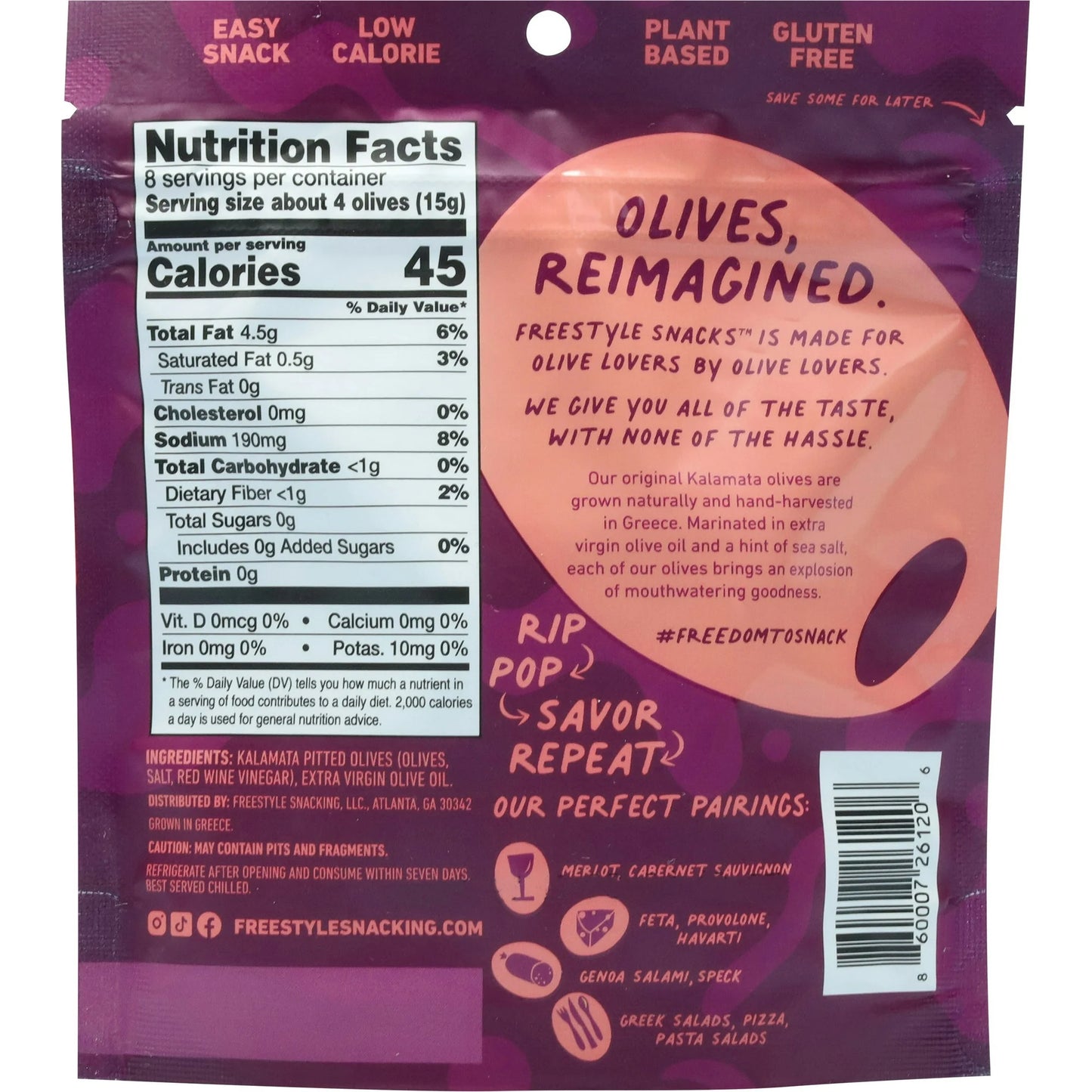Freestyle Kalamata Olives 4 oz Bag